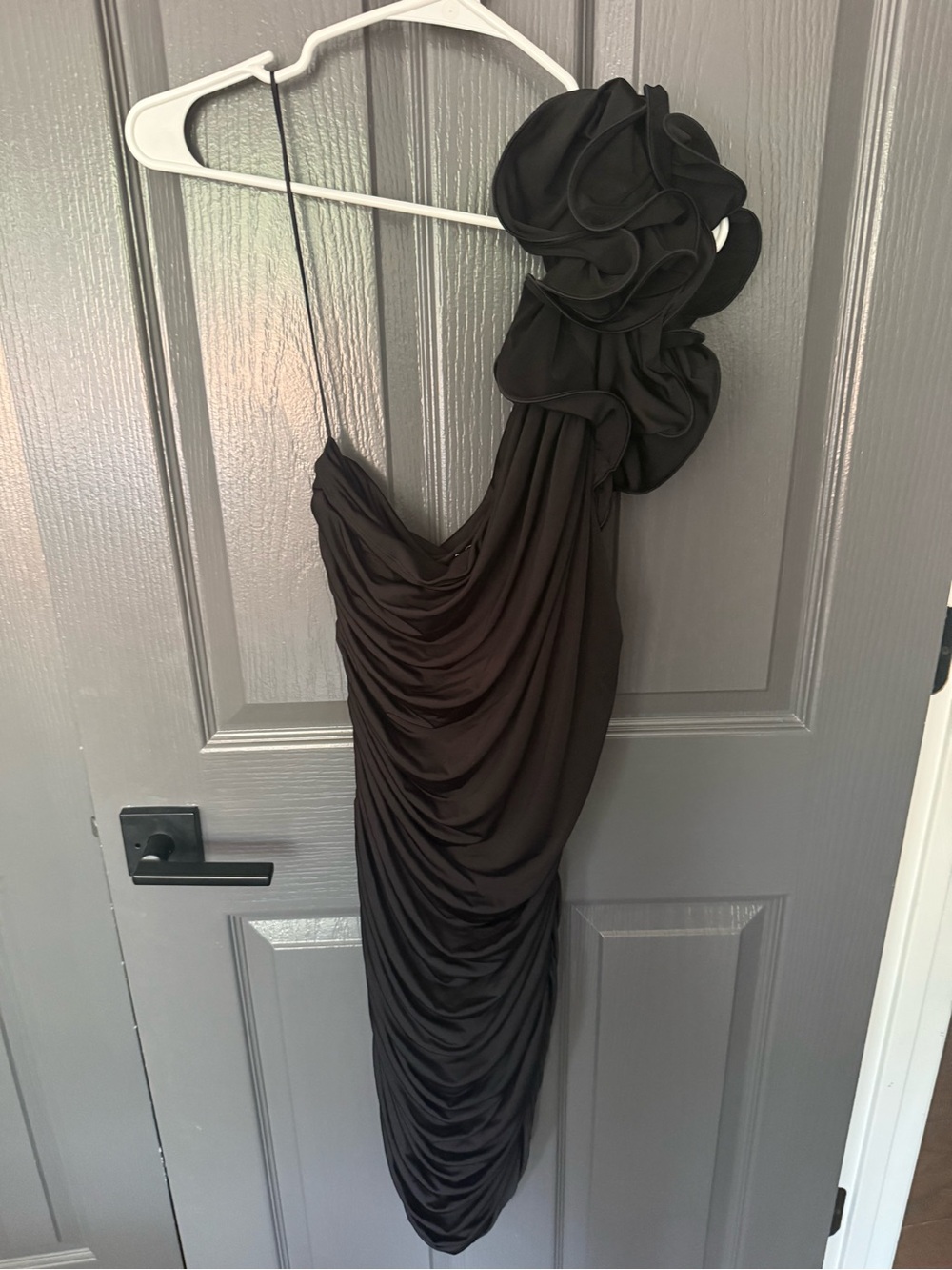 Express Black One-Shoulder Ruffled Cocktail Dress